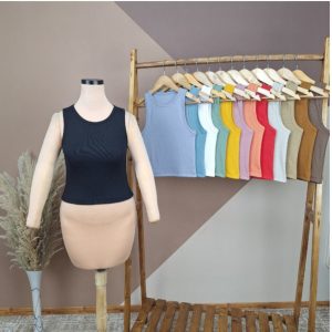 کراپ زنانه بیسیک یقه گرد فری سایز تا 44