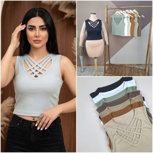 کراپ زنانه کبریتی مدل حصیری فری سایز تا 44