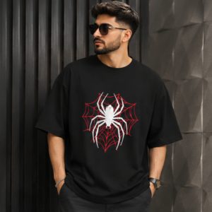 تیشرت مردانه باکسی طرح عنکبوت سوپر پنبه L_XXL